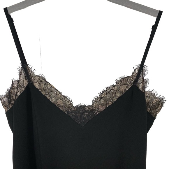 BCBGMaxAzria Astrella High Low Lace Slip Dress Black Cream Womens Size Small - Picture 5 of 6